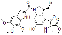 CAS 登录号：124325-94-6， (2R,8S)-8-(溴甲基)-4-羟基-2-甲基-1-氧代-6-(5,6,7-三甲氧基1h-吲哚-2-羰基)-7,8-二氢-3H-吡咯并[3,2-e]吲哚-2-羧酸甲酯