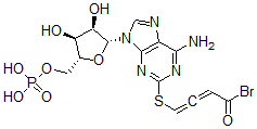 CAS 登录号：124357-33-1， [(2R,3S,4R,5R)-5-[6-氨基-2-(4-溴-4-氧代丁-1,2-二烯基)硫基嘌呤-9-基]-3,4-二羟基四氢呋喃-2-基]甲基磷酸二氢酯