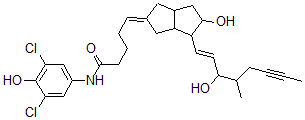 CAS 登录号：124578-04-7， (5Z)-N-(3,5-二氯-4-羟基苯基)-5-[5-羟基-4-[(E)-3-羟基-4-甲基辛-1-烯-6-炔基]-3,3A,4,5,6,6alpha-六氢-1H-戊搭烯-2-亚基]戊酰胺