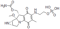 CAS#: 124580-38-7, (1aS-(1aalpha,8beta,8aalpha,8balpha))-8-(((Aminocarbonyl)Oxy)Methyl)-1,1a,2,8,8a,8b-Hexahydro-8a-Methoxy-5-Methyl-6-((2-(Phosphonooxy)Ethyl)Amino)-Azirino(2',3':3,4)Pyrrolo(1,2-a)Indole-4,7-Dione
