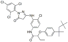 CAS#: 124773-10-0, N-[4-Chloro-3-[[5-Oxo-1-(2,4,6-Trichlorophenyl)-4H-Pyrazol-3-Yl]Amino]Phenyl]-2-[4-(2,4,4-Trimethylpentan-2-Yl)Phenoxy]Butanamide