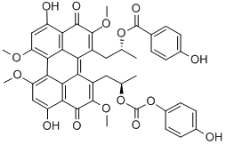 CAS#: 124857-59-6, 1-[3,10-Dihydroxy-12-[2-(4-Hydroxybenzoyl)Oxypropyl]-2,6,7,11-Tetramethoxy-4,9-Dioxoperylen-1-Yl]Propan-2-Yl 4-Hydroxybenzoate