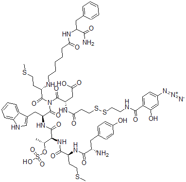CAS 登录号：124894-89-9， 2-(4-叠氮基水杨酰胺基)-1,3-二硫代丙酸酯(28-苏氨酰-31-氨基己酰基)-缩胆囊素(25-33)