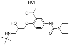 CAS#: 125638-91-7, (+)-3-(3-Acetyl-4-(3-(tert-butylamino)-2-hydroxypropoxy)phenyl)-1,1-diethylurea hydrochloride