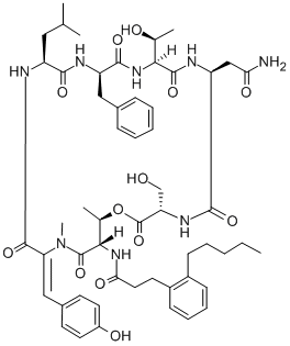 CAS#: 125787-94-2, N-(N(2)-(N-(N-(N-(2,3-Didehydro-N-methyl-N-(N-(3-(2-pentylphenyl)-propionyl)-L-threonyl)tyrosyl-L-leucyl)-D-phenylalanyl)-L-allo-threonyl)-L-asparaginyl))-L-serine-epsilon-lactone