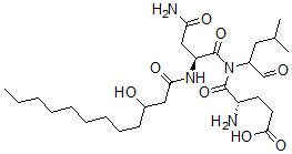 CAS 登录号：125882-62-4， N2-(3-羟基-1-氧代十二烷基)-L-天冬氨酰胺酰-N1-(1-甲酰基-3-甲基丁基)-L-谷氨二酰胺