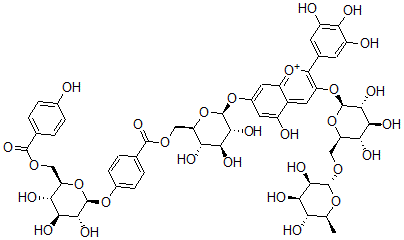 CAS#: 126417-59-2, Delphinidin 3-rutinoside-7-O-(6-O-(4-(6-O-(4-hydroxybenzoyl)-beta-D-glucosyl)oxybenzoyl)-beta-D-glucoside)