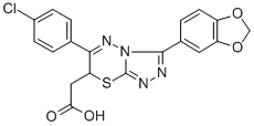 CAS#: 126598-25-2, 2-[3-(1,3-Benzodioxol-5-Yl)-6-(4-Chlorophenyl)-7H-[1,2,4]Triazolo[3,4-b][1,3,4]Thiadiazin-7-Yl]Acetic Acid