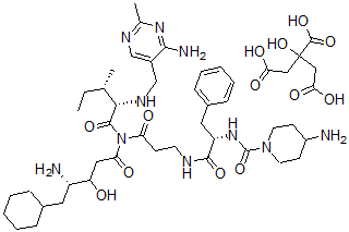 CAS 登录号：126722-78-9， 5-(4-氨基哌啶基-1-羰基)-L-2,6-苯丙氨酰-beta-丙氨酰-(4S-氨基-3S-羟基-5-环己基)-戊酰基-L-异亮氨酰-氨基甲基-4-氨基-2-甲基嘧啶柠檬酸盐