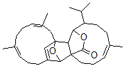 CAS 登录号：126770-37-4， (1R*,2S*,5E,8As*,9R*,13E,17E,20S*,20As*)-1,3,4,7,8,12,15,16,19,20a-十氢-5,14,18-三甲基-2-(1-甲基乙基)-2H,9H,11H-9,20-环氧-1,8a-(环氧甲桥)-20,10-甲桥环癸环十四碳烯-23-酮