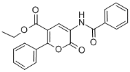 CAS 登录号：127143-18-4， 乙基5-(苯甲酰基氨基)-6-氧代-2-苯基吡喃-3-羧酸酯