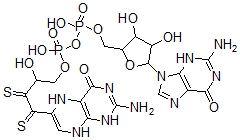 CAS 登录号：128007-95-4， [[4-(2-氨基-4-氧代-5,8-二氢-1H-蝶啶-6-基)-2-羟基-3,4-二硫代丁氧基]-羟基磷酰][5-(2-氨基-6-氧代-3H-嘌呤-9-基)-3,4-二羟基四氢呋喃-2-基]甲基磷酸氢酯