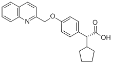 CAS 登录号：128253-31-6， (2R)-2-环戊基-2-[4-(喹啉-2-基甲氧基)苯基]乙酸