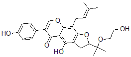 CAS#: 128585-07-9, 4-Hydroxy-2-[2-(2-Hydroxyethoxy)Propan-2-Yl]-6-(4-Hydroxyphenyl)-9-(3-Methylbut-2-Enyl)-2,3-Dihydrofuro[3,2-g]Chromen-5-One