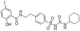 CAS 登录号：128836-54-4， N-[2-[4-(环己基氨基甲酰氨基磺酰基)苯基]乙基]-2-羟基-5-碘苯甲酰胺