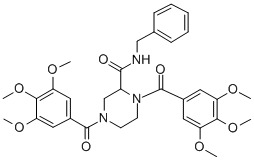 CAS 登录号：129477-62-9， N-(苯基甲基)-1,4-二(3,4,5-三甲氧基苯甲酰基)哌嗪-2-甲酰胺