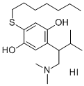 CAS 登录号：129658-39-5， 2-(1-二甲基氨基-3-甲基丁烷-2-基)-5-庚基硫基苯-1,4-二醇氢碘酸盐