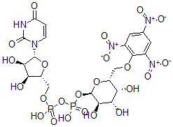 CAS 登录号：129726-82-5， [[(2R,3S,4R,5R)-5-(2,4-二氧代嘧啶-1-基)-3,4-二羟基四氢呋喃-2-基]甲氧基-羟基磷酰][(2R,3R,4S,5R,6R)-3,4,5-三羟基-6-[(2,4,6-三硝基苯氧基)甲基]四氢吡喃-2-基]磷酸氢酯
