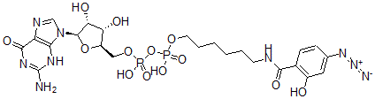 CAS#: 129992-33-2, [(2R,3S,4R,5R)-5-(2-Amino-6-Oxo-3H-Purin-9-Yl)-3,4-Dihydroxyoxolan-2-Yl]Methyl [6-[(4-Azido-2-Hydroxybenzoyl)Amino]Hexoxy-Hydroxyphosphoryl] Hydrogen Phosphate