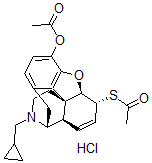 CAS 登录号：130155-96-3， (5alpha,6beta)-6-(乙酰基硫代)-17-(环丙基甲基)-7,8-二去氢-4,5 环氧吗喃-3-醇乙酸酯盐酸盐