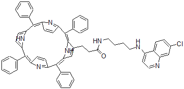 CAS 登录号：130170-25-1， N-(4-((7-氯-4-喹啉基)氨基)丁基)-5,10,15,20-四苯基-21H,23H-卟吩-2-丙酰胺
