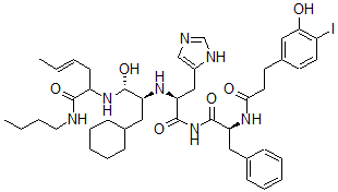 CAS#: 130507-23-2, (E)-N-Butyl-2-[[(1R,2S)-3-Cyclohexyl-1-Hydroxy-2-[[(2S)-1-[[(2S)-2-[3-(3-Hydroxy-4-Iodophenyl)Propanoylamino]-3-Phenylpropanoyl]Amino]-3-(3H-Imidazol-4-Yl)-1-Oxopropan-2-Yl]Amino]Propyl]Amino]Hex-4-Enamide