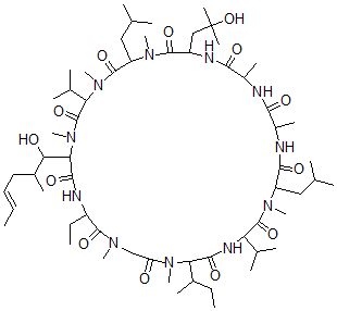 CAS#: 132362-39-1, 24-Butan-2-Yl-30-Ethyl-33-[(E)-1-Hydroxy-2-Methylhex-4-Enyl]-9-(2-Hydroxy-2-Methylpropyl)-1,4,7,12,15,19,25,28-Octamethyl-6,18-Bis(2-Methylpropyl)-3,21-Di(Propan-2-Yl)-1,4,7,10,13,16,19,22,25,28,31-Undecazacyclotritriacontane-2,5,8,11,14,17,20,23,26,29,32-Undecone