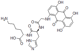 CAS 登录号：132391-61-8， (2S)-6-氨基-2-[[(2S)-3-(3H-咪唑-4-基)-2-[[2-[(4,5,8-三羟基-9,10-二氧代蒽-1-基)氨基]乙酰基]氨基]丙酰]氨基]己酸