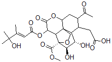 CAS#: 132587-61-2, (3S-(3alpha,3aalpha,4alpha(E),6aalpha,8alpha,9beta,10alpha,10aS,11S*,12R*))-8-Acetyloctahydro-11,12-Dihydroxy-4-((4-Hydroxy-3,4-Dimethyl-1-Oxo-2-Pentenyl)Oxy)-3-(Methoxycarbonyl)-9-Methyl-5-Oxo-3,10-Ethano-1H,8H-Furo(3,4-d)(1)Benzopyran-9-Acetic Acid