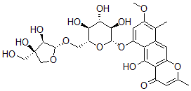 CAS#: 132922-81-7, 6-[(2S,3R,4S,5S,6R)-6-[[(2R,3R,4R)-3,4-Dihydroxy-4-(Hydroxymethyl)Oxolan-2-Yl]Oxymethyl]-3,4,5-Trihydroxyoxan-2-Yl]Oxy-5-Hydroxy-8-Methoxy-2,9-Dimethylbenzo[g]Chromen-4-One