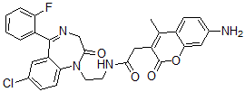 CAS 登录号：134282-95-4， 2-(7-氨基-4-甲基-2-氧代苯并吡喃-3-基)-N-[2-[7-氯-5-(2-氟苯基)-2-氧代-3H-1,4-苯并二氮杂卓-1-基]乙基]乙酰胺