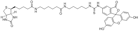 CAS#: 134759-22-1, (3aS,4S,6aR)-N-[6-[[5-[[[(3',6'-Dihydroxy-3-Oxospiro[Isobenzofuran-1(3H),9'-[9H]Xanthen]-5-Yl)Amino]Thioxomethyl]Amino]Pentyl]Amino]-6-Oxohexyl]Hexahydro-2-Oxo-1H-Thieno[3,4-d]Imidazole-4-Pentanamide