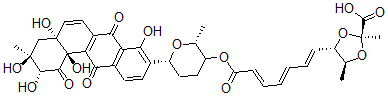 CAS 登录号：134861-62-4， (2S,4S,5S)-4-[(1E,3E,5E)-7-[(2R,6R)-6-[(2R,3S,4aR,12bS)-2,3,4A,8,12B-五羟基-3-甲基-1,7,12-三氧代-2,4-二氢苯并[h]菲-9-基]-2-甲基四氢吡喃-3-基]氧基-7-氧代庚-1,3,5-三烯基]-2,5-二甲基-1,3-二氧戊环-2-羧酸
