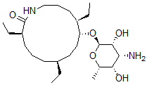 CAS 登录号：135559-95-4， (3R,7S,10R,11R)-10-[(2R,3R,4R,5S,6S)-4-氨基-3,5-二羟基-6-甲基四氢吡喃-2-基]氧基-3,7,11-三乙基-1-氮杂环十四烷-2-酮