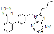 CAS 登录号:136042-19-8, 2-丁基-3-((2'-(1H-四唑-5-基)联苯-4-基)甲基)-3H-咪唑并(4,5-b)吡啶钠盐