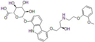 CAS#: 136657-39-1, (2S,3S,4S,5R,6S)-3,4,5-Trihydroxy-6-[[5-[(2R)-2-Hydroxy-3-[2-(2-Methoxyphenoxy)Ethylamino]Propoxy]-9H-Carbazol-1-Yl]Oxy]Oxane-2-Carboxylic Acid