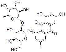 CAS 登录号：137162-02-8， 1-[(2S,3R,4S,5S,6R)-4,5-二羟基-6-(羟基甲基)-3-[(2S,3R,4R,5R,6S)-3,4,5-三羟基-6-甲基四氢吡喃-2-基]氧基四氢吡喃-2-基]氧基-6,8-二羟基-3-甲基蒽-9,10-二酮