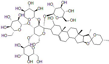 CAS#: 137318-80-0, 3-O-(beta-D-Glucopyranosyl(1-3)-beta-D-Glucopyranosyl(1-2)-beta-D-Glucopyranosyl((3-1)-beta D-Xylopyranosyl)(1-4)-beta-D-Galactopyranosyl)(25R)-Spirost-5-Ene-2alpha,3beta-Diol