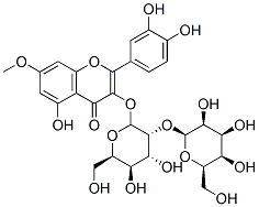 CAS 登录号：137830-19-4， 3-[(2S,3R,4R,5S,6R)-4,5-二羟基-6-(羟基甲基)-3-[(2S,3S,4S,5S,6R)-3,4,5-三羟基-6-(羟基甲基)四氢吡喃-2-基]氧基四氢吡喃-2-基]氧基-2-(3,4-二羟基苯基)-5-羟基-7-甲氧基苯并吡喃-4-酮