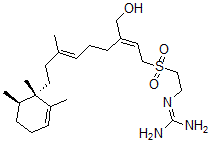 CAS 登录号：139680-61-8， 2-[2-[(2E,6E)-3-(羟基甲基)-7-甲基-9-[(1R,6R)-1,2,6-三甲基-1-环己-2-烯基]壬-2,6-二烯基]磺酰基乙基]胍