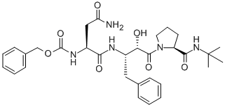 CAS 登录号：139694-65-8， 苯基甲基N-[(2S)-4-氨基-1-[[(2S,3S)-4-[(2S)-2-(叔丁基氨基甲酰)吡咯烷-1-基]-3-羟基-4-氧代-1-苯基丁烷-2-基]氨基]-1,4-二氧代丁烷-2-基]氨基甲酸酯