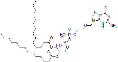 CAS 登录号：139701-81-8， [(2R)-1-[[2-[(2-氨基-6-氧代-3H-嘌呤-9-基)甲氧基]乙氧基-羟基磷酰]氧基-羟基磷酰]氧基-3-十四碳酰氧基丙-2-基]十四烷酸酯