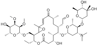 CAS 登录号：1402-83-1， 2-[(2E)-8-[5-(4,5-二羟基-4,6-二甲基-四氢吡喃-2-基)氧基-4-二甲基氨基-6-甲基-四氢吡喃-2-基]氧基-14-乙基-10-羟基-15-[(5-羟基-3,4-二甲氧基-6-甲基-四氢吡喃-2-基)氧基甲基]-1,5,9-三甲基-4,12-二氧代-13,17-二氧杂双环[14.1.0]十七碳-2-烯-7-基]乙醛