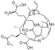 CAS 登录号：140395-23-9， (2S-(2alpha,3beta,18(R*)))-18-(((5-氨基-5-羧基戊基)氨基)羰基)-20-羧基-8-乙烯基-13-乙基-2,3-二氢-3,7,12,17-四甲基-21H,23H-卟吩-2-丙酸 alpha-甲酯