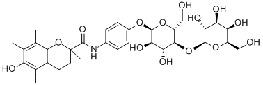 CAS#: 140448-22-2, N-[4-[(2R,3R,4R,5S,6R)-3,4-Dihydroxy-6-(Hydroxymethyl)-5-[(2S,3R,4S,5R,6R)-3,4,5-Trihydroxy-6-(Hydroxymethyl)Oxan-2-Yl]Oxyoxan-2-Yl]Oxyphenyl]-6-Hydroxy-2,5,7,8-Tetramethylchroman-2-Carboxamide