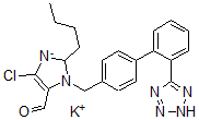 CAS 登录号：140868-18-4， (E)-[2-丁基-5-氯-3-[[4-[2-(2H-1,2,3,4-四唑-5-基)苯基]苯基]甲基]-2H-咪唑-4-亚基]甲醇钾