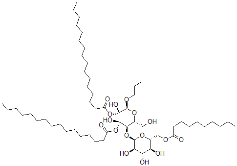 CAS 登录号：140899-18-9， [(2S,3R,4R,5R,6R)-5-[(2R,3R,4S,5S,6R)-6-(癸酰氧基甲基)-3,4,5-三羟基四氢吡喃-2-基]氧基-3-棕榈酰氧基-3,4-二羟基-6-(羟基甲基)-2-丙氧基四氢吡喃-4-基]棕榈酸酯
