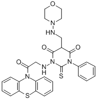 CAS#: 141177-53-9, 5-[(Morpholin-4-Ylamino)Methyl]-1-[(2-Oxo-2-Phenothiazin-10-Ylethyl)Amino]-3-Phenyl-2-Sulfanylidene-1,3-Diazinane-4,6-Dione