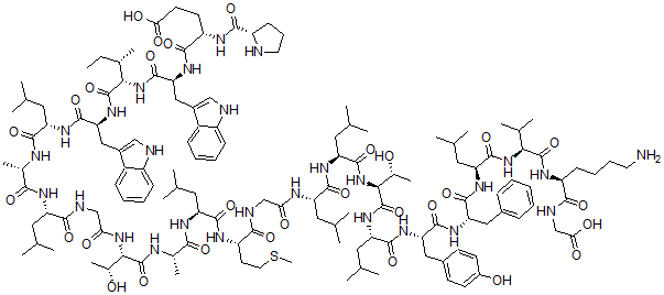 CAS 登录号：141304-55-4， L-脯氨酰-L-alpha-谷氨酰-L-色氨酰-L-异亮氨酰-L-色氨酰-L-亮氨酰-L-丙氨酰-L-亮氨酰甘氨酰-L-苏氨酰-L-丙氨酰-L-亮氨酰-L-蛋氨酰甘氨酰-L-亮氨酰-L-亮氨酰-L-苏氨酰-L-亮氨酰-L-酪氨酰-L-苯丙氨酰-L-亮氨酰-L-缬氨酰-L-赖氨酰-甘氨酸