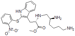 CAS#: 141365-20-0, Methyl (2S)-2-[[(2S)-2,6-Diaminohexyl]Amino]-3-[2-(2-Nitrophenyl)Sulfanyl-1H-Indol-3-Yl]Propanoate